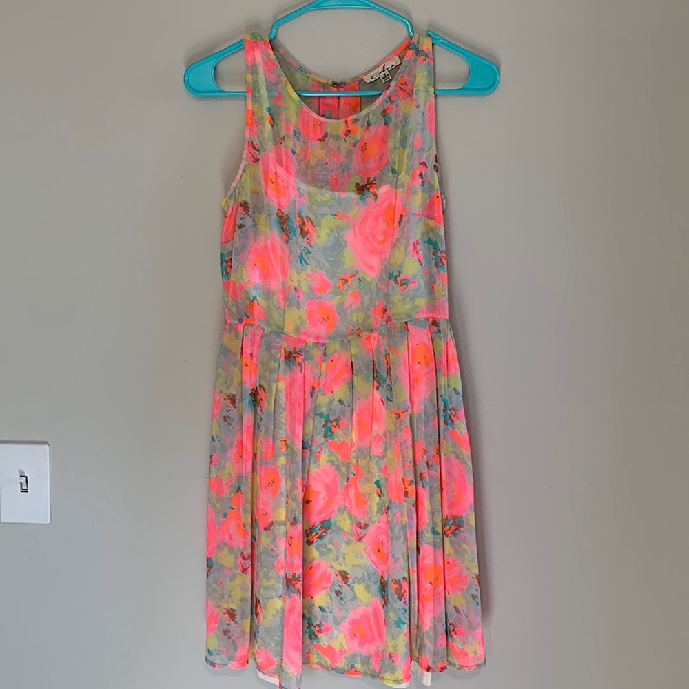 Bright Neon Floral Dress